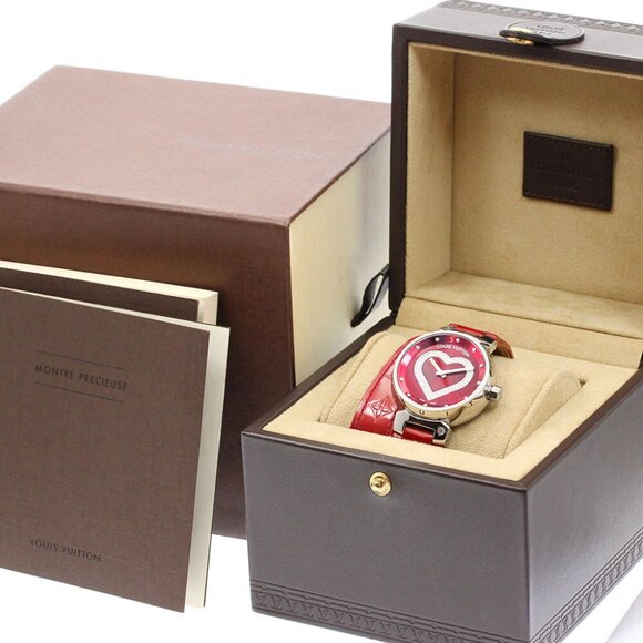 LOUIS VUITTON Tambour Heart Pomme d'Amour Q1314 diamond QZ Ladies Watch_883633 - Picture 1 of 6